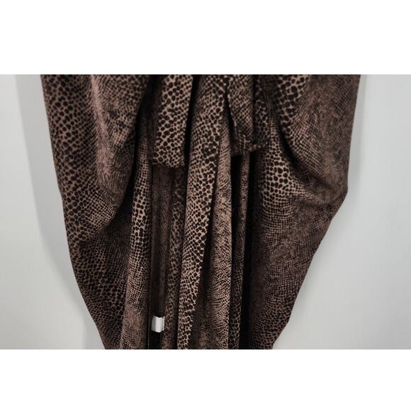 BLUZAT‎ Vest Viscose Snakeskin Wrap Cardigan Duster Tie Belt Brown Wrap DressXL - Picture 11 of 11